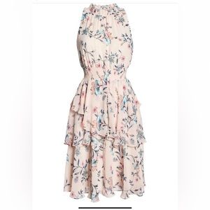 Eliza J Blush Floral Ruffle A line dress